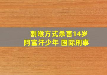 割喉方式杀害14岁阿富汗少年 国际刑事